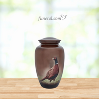 Graceful Pheasant Adult Mocha Brass Urn with Background