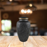 Granite Adult Gray Black Brass Urn