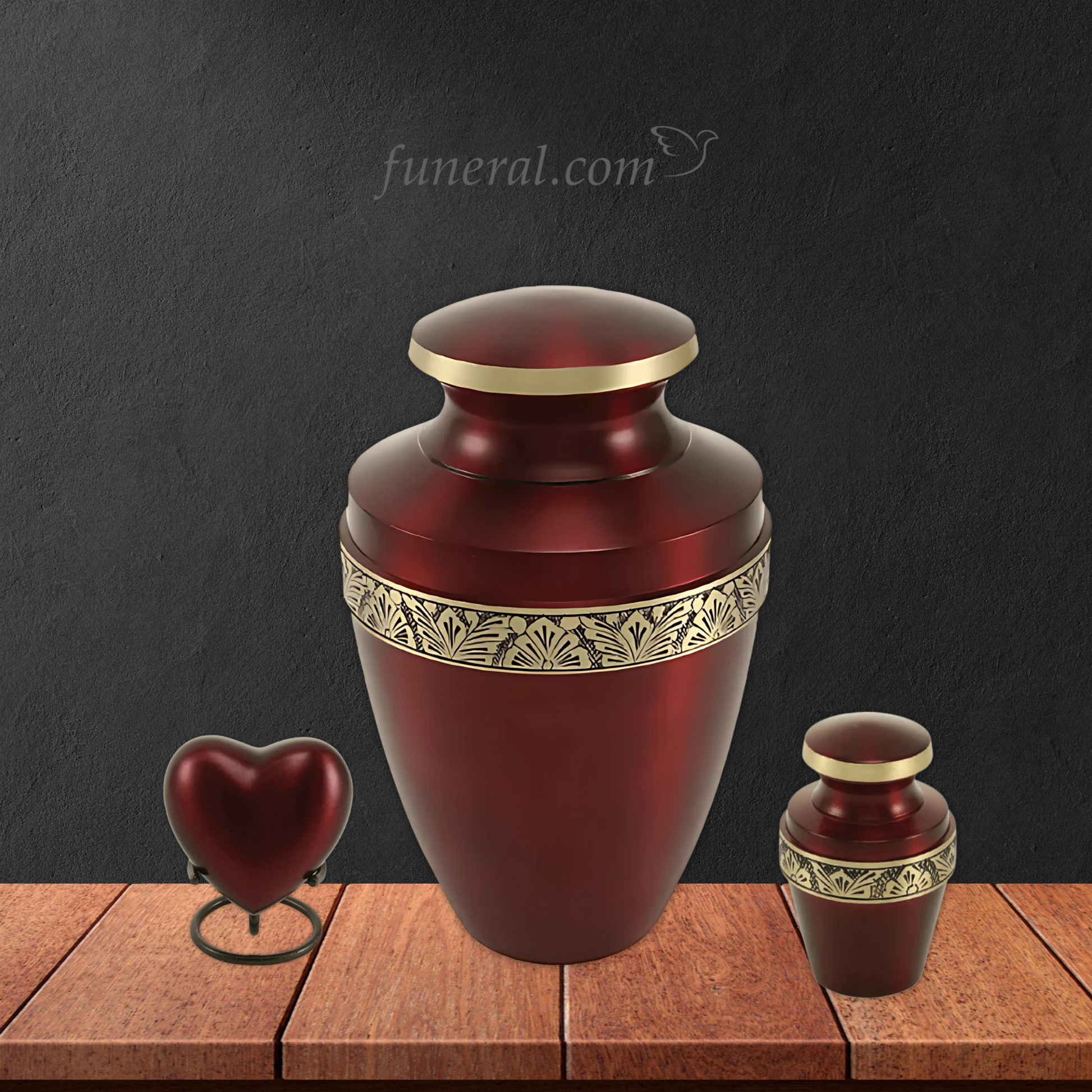 Grecian Cardinal Red Brass Keepsake Set