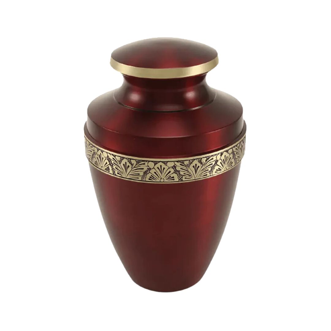 Grecian Adult Cardinal Red Brass Urn