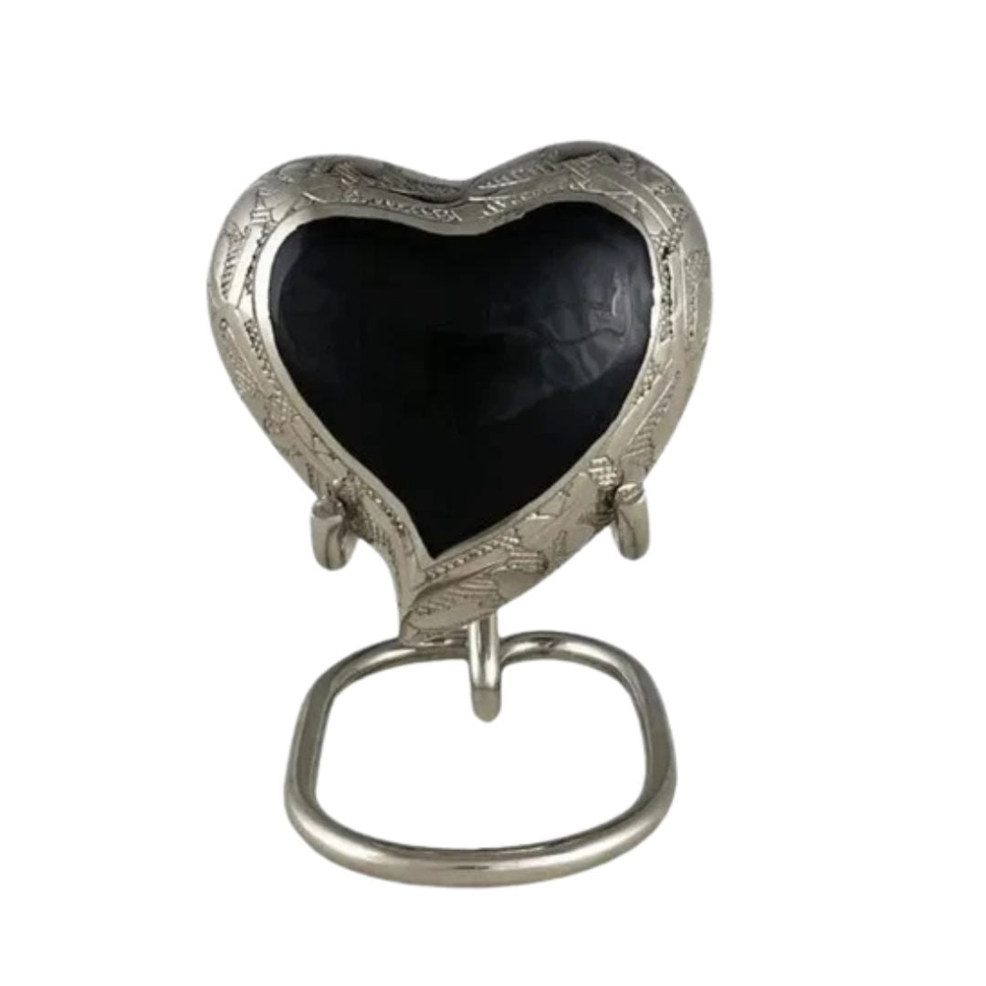 Handcrafted Silver and Black Aluminum Heart Keepsake