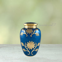 Helianthus Adult Blue Pearl  Brass Urn