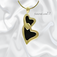 Infinity Hearts Stainless Steel Cremation Jewelry Pendant with glossy cloth background