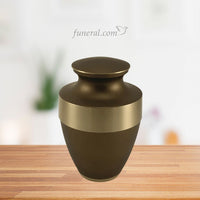 Lineas Adult Rustic Bronze Brass Urn with Background