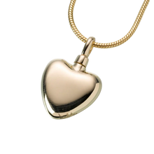 Gold Vermeil Small Heart Pendant, Cremation Necklace
