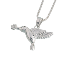 Sterling Silver Flat Hummingbird & Flower Pendant, Cremation Necklace