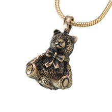Antique Bronze Teddy Bear Pendant, Cremation Necklace