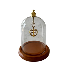 Blown Glass Gold Dome with Cherry Wood Base, Cremation Keepsake