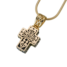 Gold Vermeil Filigree Cross Urn Pendant, Cremation Necklace