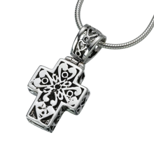 Sterling Silver Filigree Cross Urn Pendant, Cremation Necklace