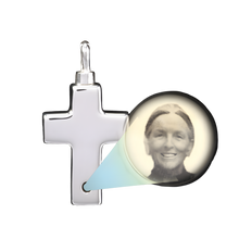 Sterling Silver Micro Picture Lens Cross Pendant, Cremation Necklace