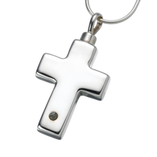 Sterling Silver Micro Picture Lens Cross Pendant, Cremation Necklace