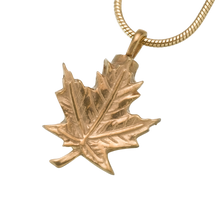 Gold Vermeil  Maple Leaf Pendant, Cremation Necklace