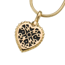 Gold Vermeil Filigree Heart Pendant, Cremation Necklace
