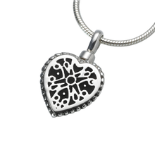 Sterling Silver Small Filigree Heart Pendant, Cremation Necklace