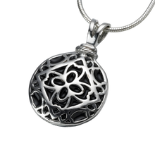 Sterling Silver Small Filigree Round Pendant, Cremation Necklace