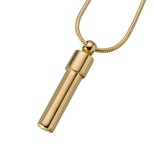 Gold Vermeil Companion Cylinder Double Chamber Pendant, Cremation Necklace