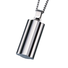 Stainless Steel Narrow Flask Urn Pendant, Cremation Necklace