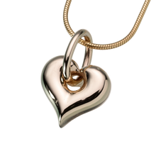 Gold Vermeil Puff Heart with Initial L Double Chamber Pendant, Cremation Necklace