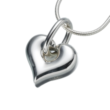 Sterling Silver Puff Heart with Initial L Double Chamber Pendant, Cremation Necklace
