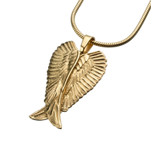 Gold Vermeil Angel Wings Double Chamber Pendant, Cremation Necklace