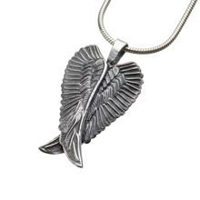 Sterling Silver Angel Wings Double Chamber Pendant, Cremation Necklace