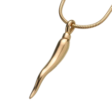 Gold Vermeil Italian Horn Pendant, Cremation Necklace
