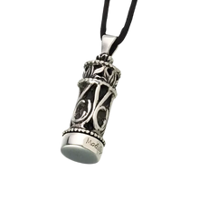 Sterling Silver Small Filigree Cylinder Pendant, Cremation Necklace