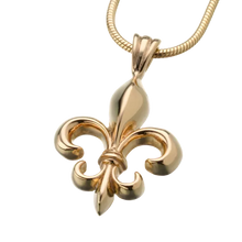 Gold Vermeil Fleur de Lis Pendant Necklace, Cremation Jewelry