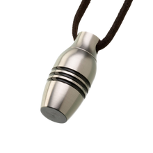 Stainless Steel Urn Pendant with Keychain and Leather Cord, Cremation Necklace