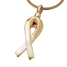 Gold Vermeil Remembrance Ribbon Pendant, Cremation Necklace