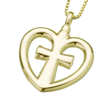 Gold Vermeil Love Cross Pendant, Cremation Necklace