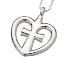 Sterling Silver Love Cross Pendant, Cremation Necklace