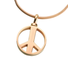 Gold Vermeil Peace Sign Pendant, Cremation Necklace