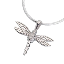 Sterling Silver Small Dragonfly Pendant, Cremation Necklace