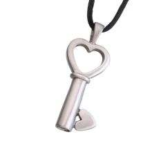 White Bronze Key to My Heart Pendant, Cremation Necklace