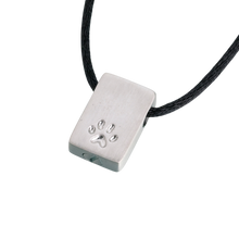 Sterling Silver Paw Print Rectangle Pendant, Cremation Necklace