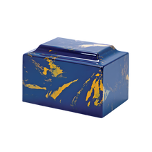 MacKenzie Classic Urn+Vault® for Ashes - Cultured Marble - Blue & Gold