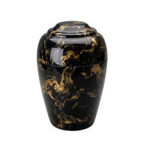 MacKenzie Grecian Cultured Marble Urn for Ashes - Black & Gold