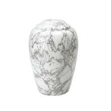 MacKenzie Grecian Cultured Marble Urn for Ashes - White with Black