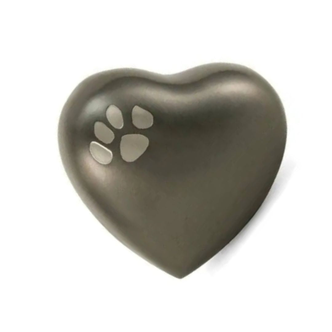 Micah Charcoal Pawprint Heart Pet Keepsake Urn