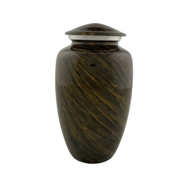 Midnight Solace Adult Brown Marble Brass Urn