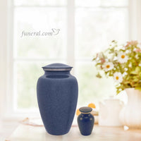 Midnight Solace Adult Skye Blue Brass Urn Set with Background