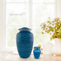 Midnight Solace Adult Blue Stone Brass Urn Set with Background