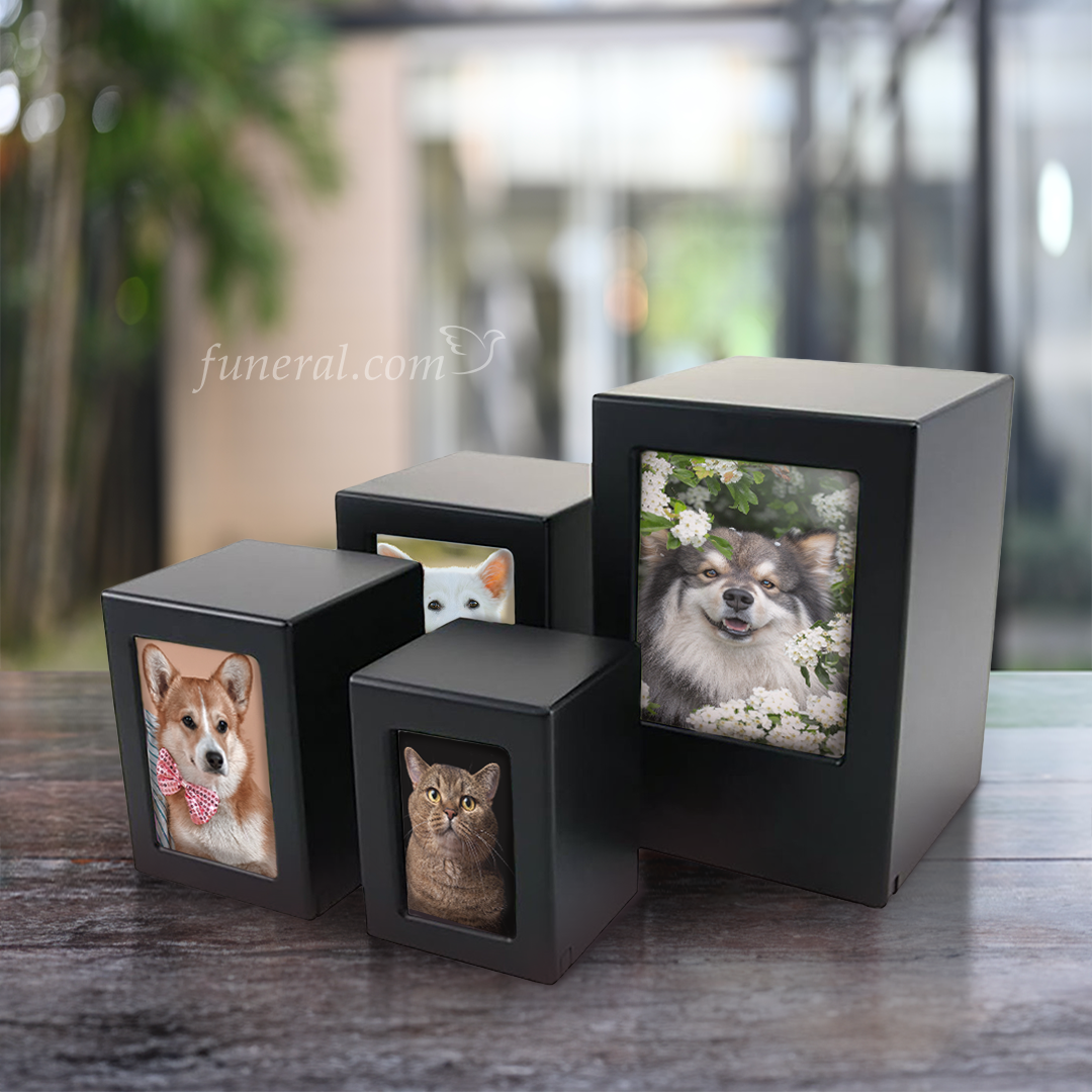 Missing You Photo Box Black Extra Large Pet Urn Set