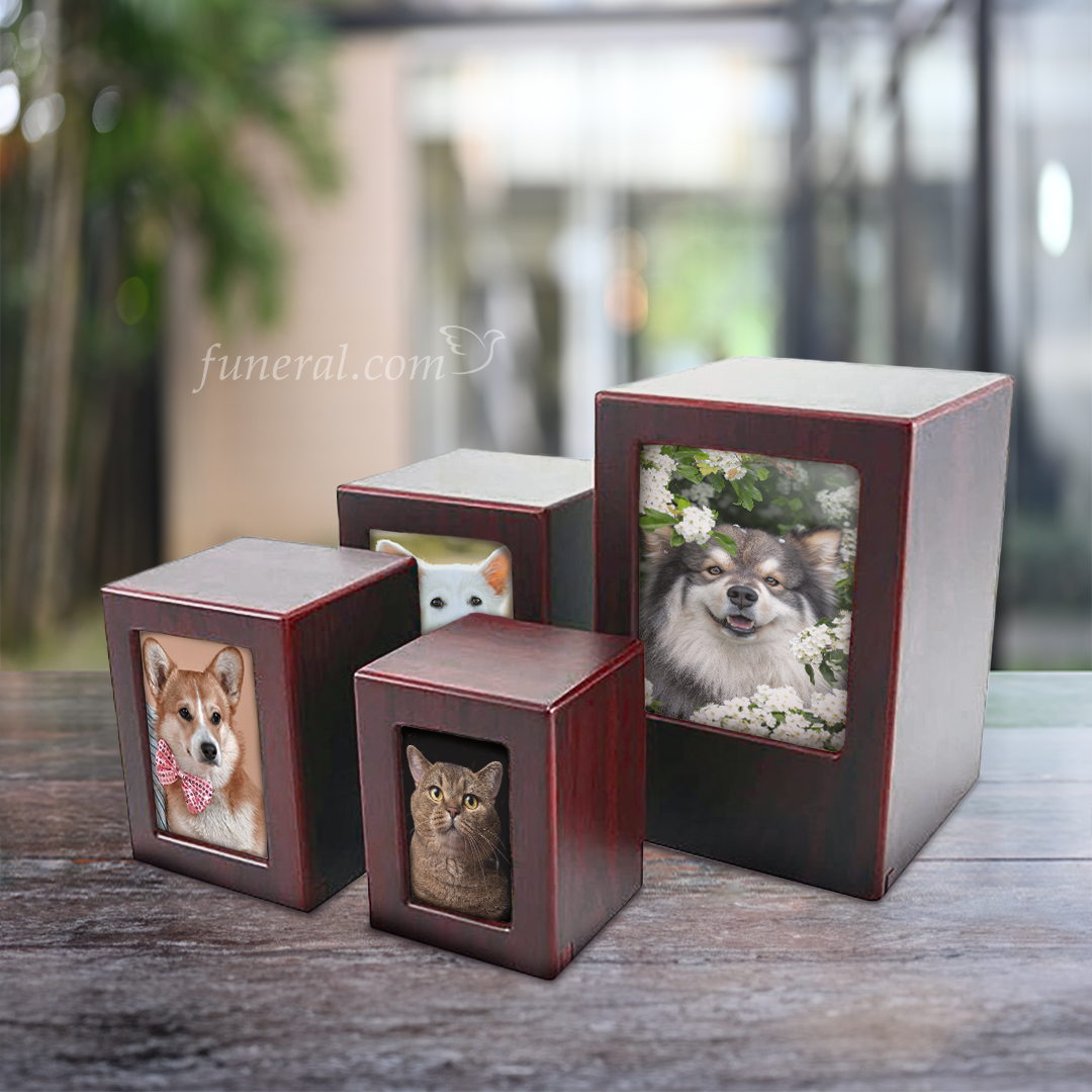 Missing You Photo Box Cherry Extra Large Pet Urn Set