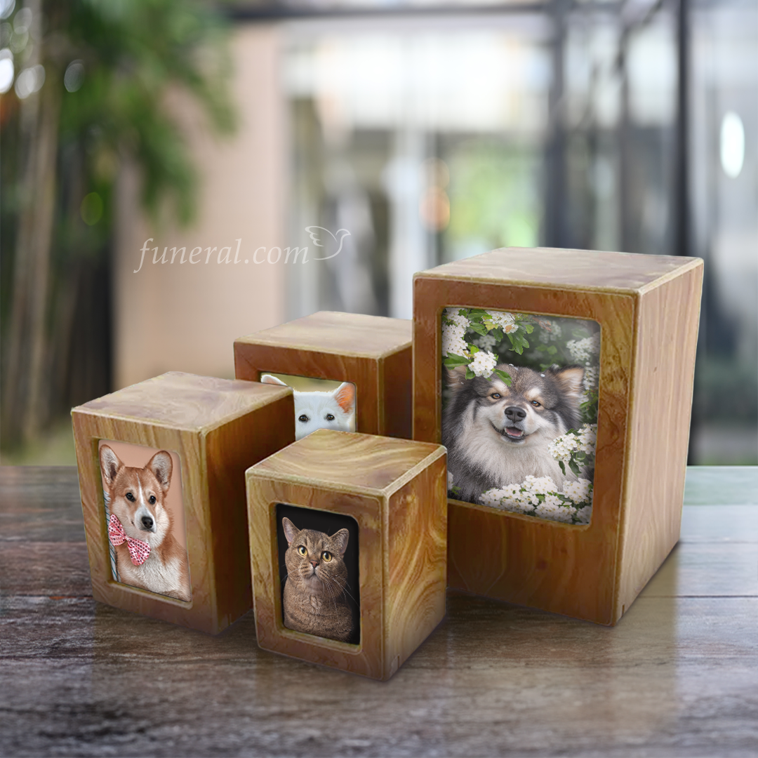 Missing You Photo Box Natural Small Pet Urn Set