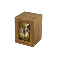 Missing You Photo Box Natural Small Pet Urn with Engraving