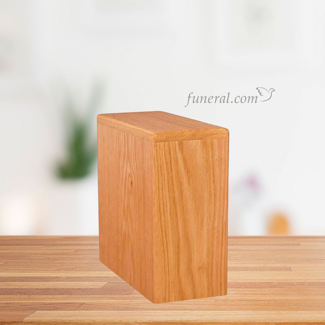 Modest Adult Rectangular Cherry Wood Urn