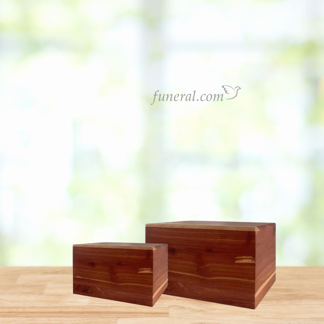 Modest Cedar Wood Box Keepsake Set with Background